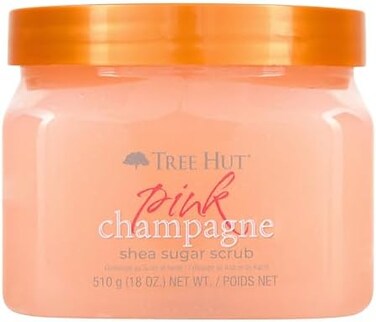 Tree Hut Pink Champagne Shea Sugar Scrub 18 Oz, Ultra Hydrating and Exfoliating Scrub for Nourishing Essential Body Care.