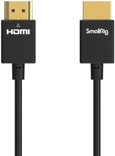 SMALLRIG Upgraded Ultra Thin HDMI Cable 35cm/1. 15Ft (A to A, 4K Hyper Super Flexible Slim Cord, High Speed Supports 3D, 4K@60Hz, Ethernet, ARC Type-A Male to Male for Camera, Monitor, Gimbal - 2956B.