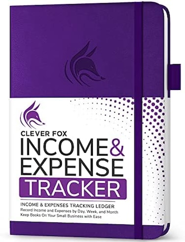 Clever Fox IncomeExpense Tracker &ndash; AccountingBookkeeping Ledger Book for Small Business &ndash; IncomeExpense Record Notebook with Receipt Pocket &ndash; Undated, A5, 5. 8&Prime; x 8. 3&Prime;, Hardcover (Purple.