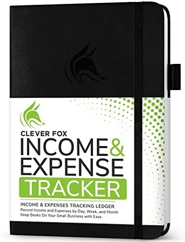 Clever Fox IncomeExpense Tracker &ndash; AccountingBookkeeping Ledger Book for Small Business &ndash; IncomeExpense Record Notebook with Receipt Pocket &ndash; Undated, A5, 5. 8&Prime; x 8. 3&Prime;, Hardcover (Black.