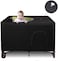Dofilachy Blackout Cover for Pack N Play - Crib Blackout Cover Tent - Canopy Cover - Breathable Travel Crib Tent - Portable Stretchy Blackout Tent (Black.