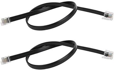 Oumefar 2pcs RJ25 6PIN Male-to-Male Double Crystal Head Sensor Cable, 40mm, 6 Core, 28AWG, Black, Suitable for Security Camera, Robotics/Machine Equipment.