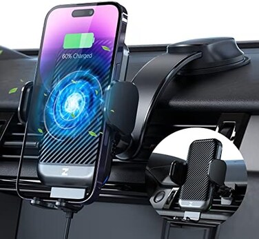 ZEEHOO [Cooling Version] 15W Fast Wireless Car Charger, Auto-Clamping Car Mount, Windshield Dash Air Vent Phone Holder Cooling Charging for iPhone 14 13 12 Pro Max Mini, Samsung S22,etc.