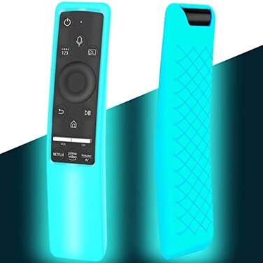 Lambcare Case Compatible with Samsung Smart TV Remote Controller BN59 Series, Light Weight Silicone Cover Protector Shockproof Anti-Slip Remote Skin Sleeve - Black (Glow Blue.