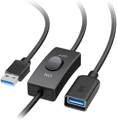 كابل تمديد USB 3.0 بطول 6 أقدام من Cable Matters مزود بمفتاح تشغيل/إيقاف، يدعم نقل البيانات والطاقة، مثالي للأجهزة التي تعمل بمنفذ USB والتحكم في الخصوصية.