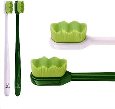 Wimolek Extra Soft Toothbrush for Sensitive Gums and Teeth. Micro Nano Toothbrushes with 20,000 Ultra Soft Aloe Infused Bristles. Excellent Cleaning Effect (2 Pack(Aloe Wave Bristle.