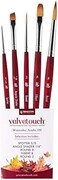 PRINCETON ARTIST BRUSH CO. Velvetouch، سلسلة 3950، طلاء للأكريليك والزيت والألوان المائية، مجموعة من 5 رؤوس: رأس نقطي 5/0، رأس تظليل بزاوية، رأس دائري 8، رأس بيضاوي 8، رأس دائري 2.