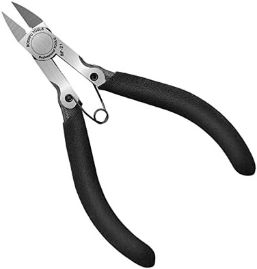 BOENFU Small Wire Flush Cutters 5-in, Sharp and Precision Side Cutting Pliers with Spring, Small Wire Snips for Jewelry Making, Model Cutting, Electronic - Black.