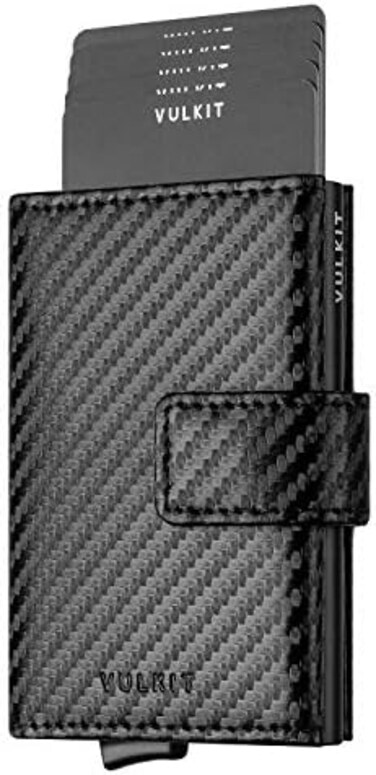 VULKIT Credit Card Holder RFID Blocking Pop Up Leather Slim Mens Women Wallet with Banknote PocketsMagnetic Closure.