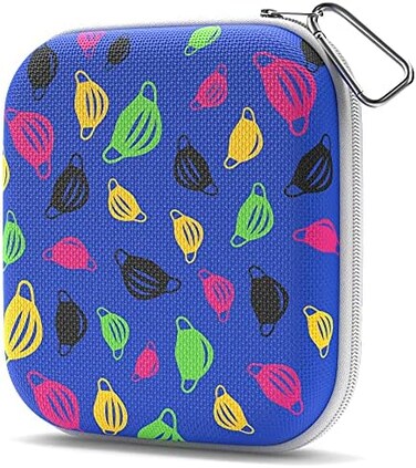 OPTIPAK Mask Storage Case - Neoprene Face Covering Mask Holder with ZipperCarabiner Keychain - Portable Mask Storage Clip to Purse, Backpack, Bag - Kids Women Men School Car Travel (Masks.