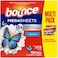 مناديل تجفيف الأقمشة Bounce WrinkleGuard Mega Fabric Softener، مقاومة للتجاعيد برائحة منعشة خارجية، 130 منديل.
