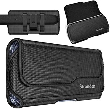 Stronden Holster for iPhone 15, 15 Pro, 14, 14 Pro, 13, 13 Pro, 12, 12 Pro - Military Grade Nylon Holster Belt Case with Metal ClipMagnetic Closure Pouch (Fits Slim/Thin Case only.