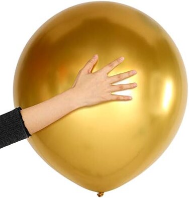 Skylety 10 Pieces 18 Inch Metallic Balloons Shiny Latex Balloons for Birthday Wedding Party Decoration (Gold.