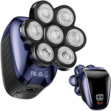 Wyklaus Head Shaver 7D, Upgrade Head Shavers for Bald Men, Head Electric Razor with Nose Hair Trimmer, Waterproof Wet/Dry Mens Grooming Kit, Anti-Pinch, LED Display, USB Rechargeable.