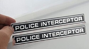 EmbRoom 2x Police Interceptor Emblem 3D Badge Car Decal Sticker Replacement For Explorer Crown Victoria Taurus (Chrome Black).