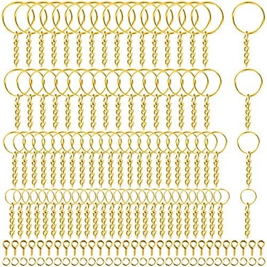 Shynek Key Ring with Chain, 360PCS Gold Keychain Rings with Jump Rings and Screw Eye Pins Bulk for Resin, DIY Crafts and Jewelry Making.