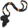 COLORFUL BLING Multicolor 8MM Wooden Bead Chain African Hip-hop Africa Map Pendant Necklace for Men Boys Natural Wood Jewelry.