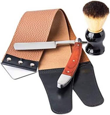 YU&amp;CH YUCH Straight Razor Barber Razor Straight Edge Razor navaja de barbero Straight Razor Kit Professional Shaving Razor with Strop Shaving Brush Leather Strop.