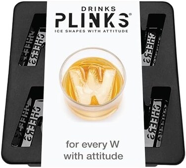 قوالب ثلج سيليكون DRINKSPLINKS W / M - صواني مكعبات ثلج ويسكي W/M - صانع ثلج بحروف كبيرة M W - ملحقات بار مشروبات الكوكتيل، قالب سيليكون مرن قابل لإعادة الاستخدام للخبز والحرف اليدوية.