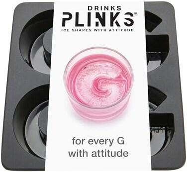 قالب مكعبات ثلج DRINKSPLINKS على شكل حرف G من السيليكون الممتاز، قوالب مكعبات ثلج للكوكتيلات، ثلج للكوكتيلات، زجاجات مياه، قوالب مكعبات ثلج مخصصة لمكعبات ثلج شخصية منقوشة.