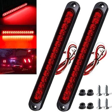 KEING 2 Pack 10" 15 LED Trailer Identification Light 9 to 30-volt, LED Stop Turn Tail Light Assembly Third Brake Bar Strip Truck Rear Marker Light IP67 Waterproof for Heavy Duty Marine Boats Trucks Pi