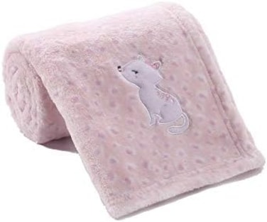 CREVENT 76X102CM Cute Plush Cozy and Warm Fleece Baby Blanket for Girls Infant Toddler Crib Cot Stroller - Pink Cat.