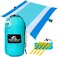 SUN NINJA Sand Free Beach Blanket - Outdoor Blanket, Beach MatAccessories - 10ft X 9ft Lightweight Blanket with Storage, Bottle Opener, Carabiner, Shoulder Strap, Corner Sand Pockets4 Stakes.