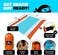 SUN NINJA Sand Free Beach Blanket - Outdoor Blanket, Beach MatAccessories - 10ft X 9ft Lightweight Blanket with Storage, Bottle Opener, Carabiner, Shoulder Strap, Corner Sand Pockets4 Stakes.
