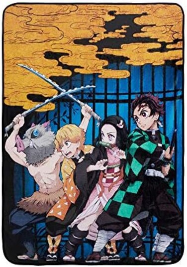 Surreal Entertainment Demon Slayer Blanket- Officially Licensed Merchandise from The Anime Demon Slayer- Comfy Lightweight Fleece, Throw, 45x60 inches (Yellow.
