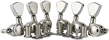 guyker Guitar Locking Tuners (3L3R Handd- 1:21 Models Rear Lock String Tuning Key Pegs Machine Head with Trapezium Handle Replacement for Electric, Folk or Acoustic Guitars - Nickel.
