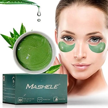MASHELE Korean 60pcs Aloe Vera Hyaluronic Acid Collagen Under Eye Gel Patches Mask, Treatment for Puffy Eyes, Dark Circles, Anti Wrinkle Pads, Moisturizing for Women and Men (60pcs patches aloe vera.