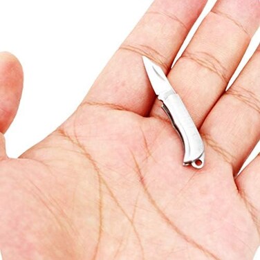 Eastern Delights Miniature Gadgets Pocket Knife Collection, EDC Tiny Multifunction Tool Pendant Decoration (Silver Folding.