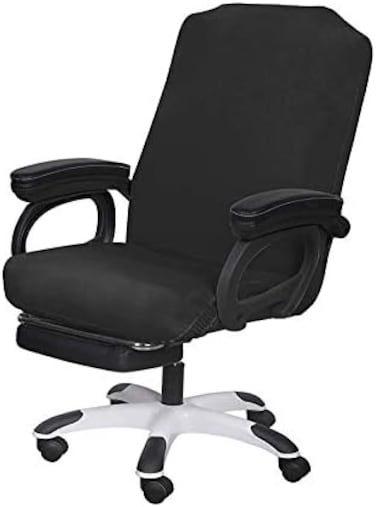 SARAFLORA Office Chair Cover- Medium, Black- Removable Computer Chair Cover for Office Chair with Zipper for Universal Rotating Chair Desk Chair Cover High Back Chair Seat Washable Protector for Pets.