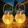 DBF Solar Lanterns Outdoor Waterproof, 2 Pack Hanging Solar Lights Outdoor, LED Cracked Glass Ball Globe Lantern Garden Decor for Patio Backyard Pathway Tree Porch Fence Events (Amber WarmRGB.