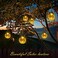 DBF Solar Lanterns Outdoor Waterproof, 2 Pack Hanging Solar Lights Outdoor, LED Cracked Glass Ball Globe Lantern Garden Decor for Patio Backyard Pathway Tree Porch Fence Events (Amber WarmRGB.