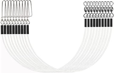 SEAOWL 12/24PCS 100% Fluorocarbon Wire Leaders Line,SaelwaterEswewater Leader Line with Swivels and Snaps High-Power Invisible Fishing Leader Line.
