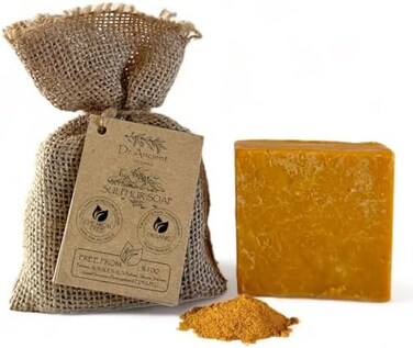 Dr.Ancient Sulphur Soap Bar Organic Natural Vegan Traditional Handmade Antique - Antibacterial, Effective For Acne - Absolutely No Chemicals. Pure Natural Soap.