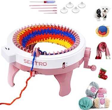 SENTRO (48PINS- Knitting Machine, 22/40/48 Needles Smart Weaving Round Loom, Knitting Machines Knitting Board Rotating Double Knit Loom Machine Kit for Adults/Kids DIY Knit Scarf Hat Sock (48PINS.