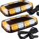 ASPL 2pcs 48LED Roof Top Strobe Lights, High Visibility Emergency Safety Warning LED Mini Strobe Light bar with Magnetic Base for 12-24V Snow Plow, Trucks, Construction Vehicles (Amber/White.