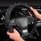 Car Auto Women Fashion Black Velvet Bling Steering Wheel Cover with Black Diamonds, 15 inch Standard Glitter Rhinestone Wheel Cover Sparkling, Full Covered.