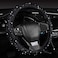 Car Auto Women Fashion Black Velvet Bling Steering Wheel Cover with Black Diamonds, 15 inch Standard Glitter Rhinestone Wheel Cover Sparkling, Full Covered.
