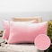 Phantoscope Pack of 2 Outdoor Waterproof Solid Throw Decorative Pillow Cover Decorative Square Outdoor Pillows Cushion Case Patio Pillows for Couch Tent Sunbrella, Pink 12x20 inches 30x50 cm.