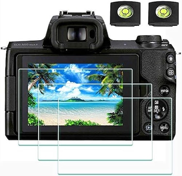 واقي شاشة ULBTER لكاميرا Canon EOS M50 Mark II غطاء قاعدة الفلاش 0.3 مم صلابة 9H واقي شاشة زجاجي مقوى فائق الوضوح، مقاوم للخدش وبصمات الأصابع والغبار والفقاعات [عبوة من 3 قطع].
