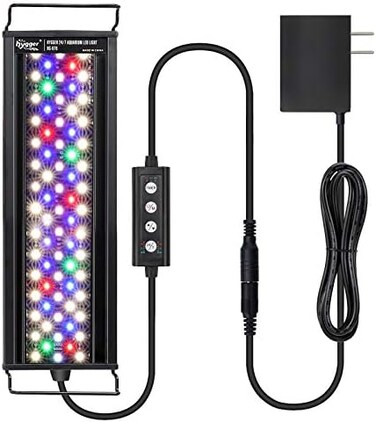 مصباح LED لحوض السمك من هيجر، 14 واط، إضاءة 24/7، وضع شروق الشمس - ضوء النهار - ضوء القمر، قابل للتعديل، مؤقت/سطوع قابل للتعديل مع حامل قابل للتمديد، 7 ألوان لحوض النباتات.