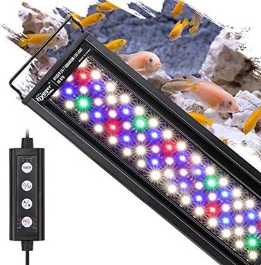 مصباح حوض السمك hygger 18W LED يعمل على مدار الساعة طوال أيام الأسبوع، مع وضع شروق الشمس وضوء النهار وضوء القمر ووضع DIY، ومؤقت قابل للتعديل، وسطوع قابل للتعديل، وحامل قابل للتمديد، و7 ألوان لحوض النب