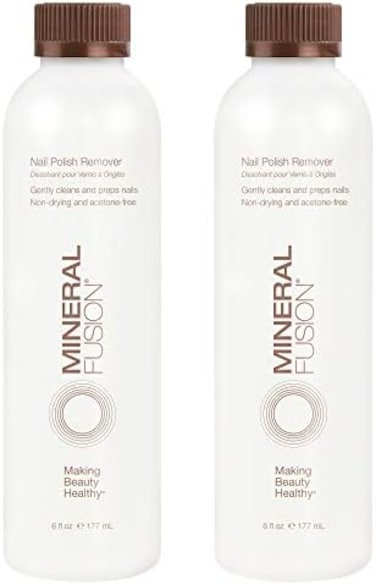 Mineral Fusion Acetone Free Nail Polish Remover, Gentle, Non-Drying, RegularGel Polish, 6 fl oz (2 Pack, VeganCruelty-Free Nail Care for Women and Men.