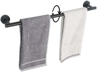 TocTen Bath Towel Bar - Thicken SUS304 Stainless Steel Bathroom Towel Holder, Towel Rod for Bathroom Heavy Duty Wall Mounted Towel Rack Hanger (24IN, Black.