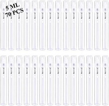 Csdtylh Mini Spray Bottles 70PCS 5ML Refillable Empty Clear Plastic Spray Bottles Perfume Mouthwash Atomizer Small Travel Size Aerosol Spray Bottle for Cleaning,Essential Oils,Hand sanitizer, Liquid &hellip;