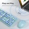 MOFII Wireless Keyboard and Mouse Combo Blue Retro Wireless Keyboard with Round Keycaps 2. 4GHz Dropout-Free Connection Cute Wireless Mouse Compatible with PC/Laptop/Mac/Windows XP/7/8/10 (Blue-Colorf