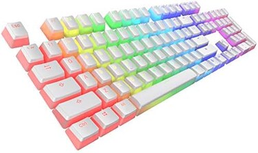 Tecware PBT Keycaps, Double-Shot PBT Keycap Set, for Mechanical Keyboards, Full 111 Keys Set, OEM Profile, English (US, ANSI(Pudding White.